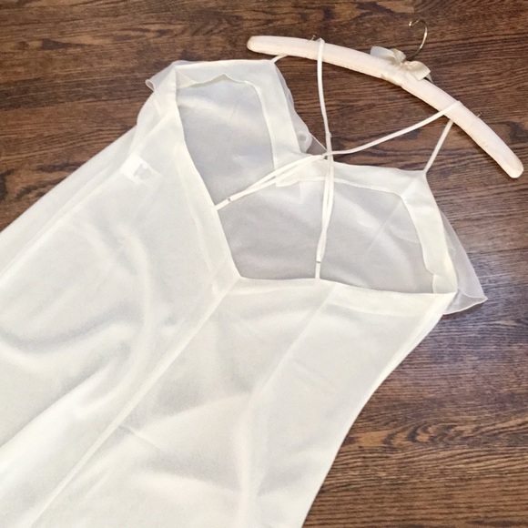 White Spaghetti Strap Slip Chemise Pajama Dress - Picture 6 of 8